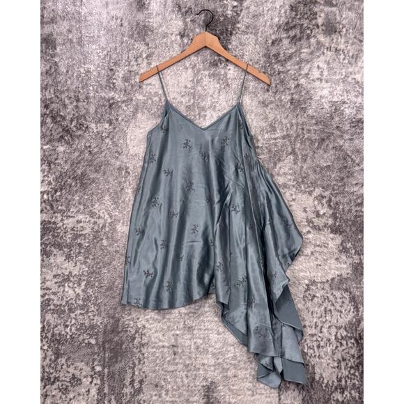 New Cinq a Sept Dress XS Womens Silk Satin Embroidered Asymmetrical Mini - Picture 1 of 10